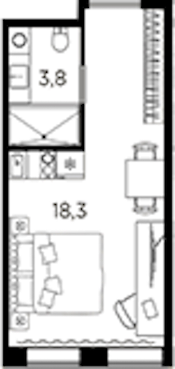 Квартира студия 22.1 м², 12/13 эт., ЖК «AVENIR Industrial»